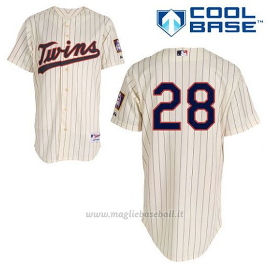 Maglia Baseball Uomo Minnesota Twins Bert Blyleven 28 Crema Alterner Cool Base